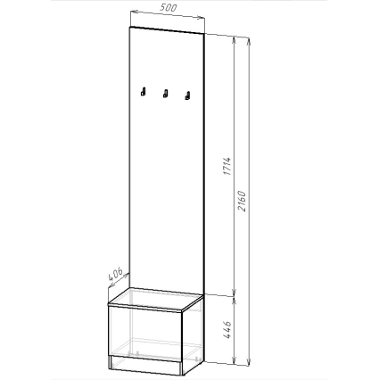 Набор мебели для прихожей "Марсель-107" МР 01-107 В2160 Ш2000 Г420 (ЛДСП Дуб крафт золотой)